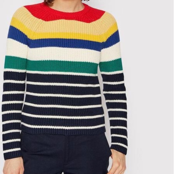 NWT Polo Ralph Lauren Stripe Chunky Knit Cotton Sweater Textured 3D Knit Sz S - Picture 3 of 11